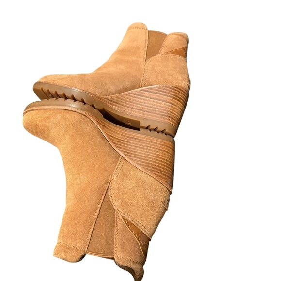 Sorel After Hours  Tan Wedge Ankle Boot leather suede camel brown 6.5 Chelsea - Picture 6 of 10
